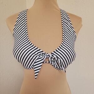 Lunabelle Black and White Striped Bikini Top